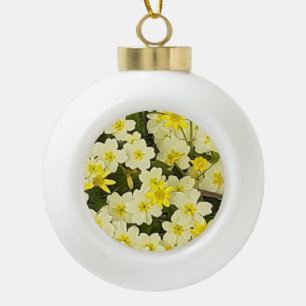 Spring Primroses Ceramic Ball Christmas Ornament