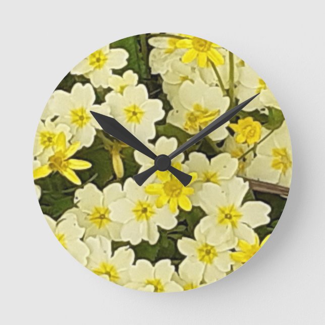 Spring Primroses Wall Clock (Front)