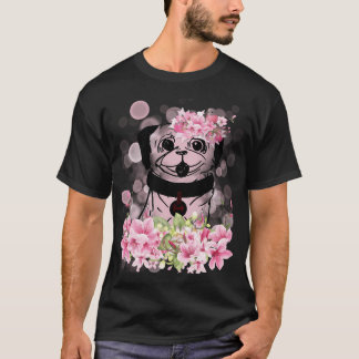 Spring Pug, spring pug with pink flowers, pink pet T-Shirt