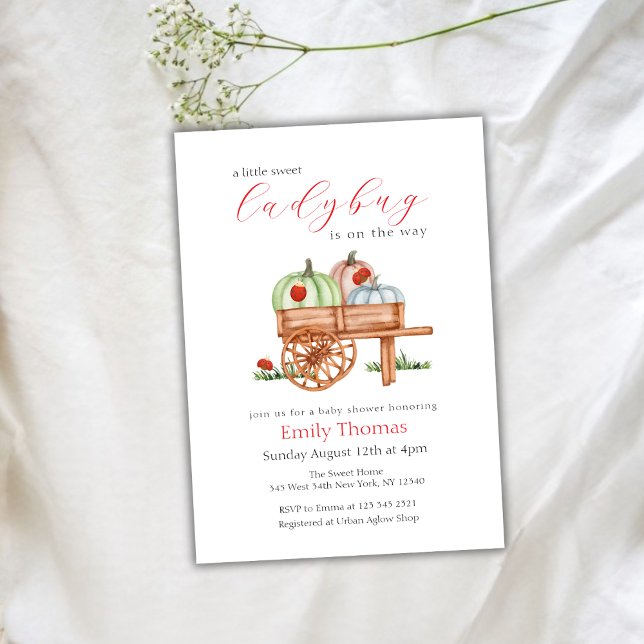 Spring Pumpkin Little Labybug Baby Shower  Invitation (Spring Pumpkin Little Labybug Baby Shower Invitation)