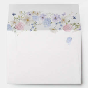 Spring Purple And Pink Wildflowers Wedding Envelope