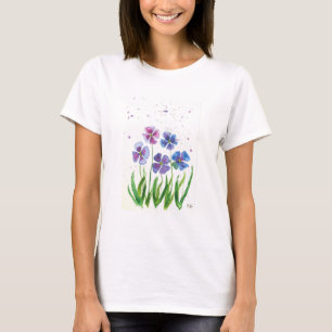Spring purple blue flowers watercolor T-Shirt