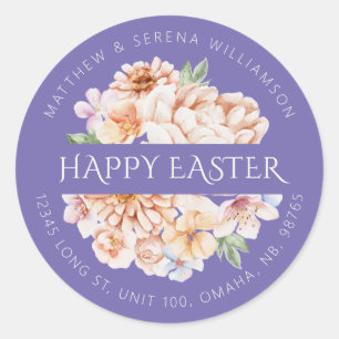 Spring Purple Botanical Floral Bouquet Classic Round Sticker