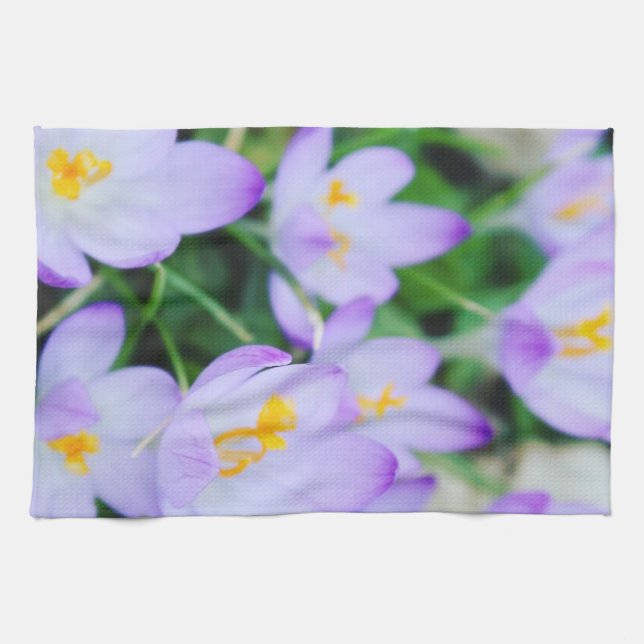 Spring Purple Crocus Blooms Kitchen Towels (Horizontal)
