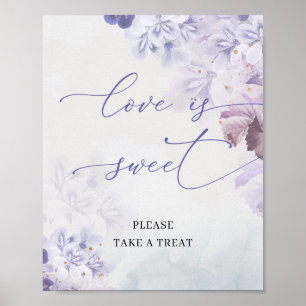 Spring purple dusty blue flowers love is sweet poster