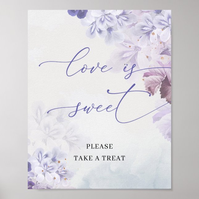 Spring purple dusty blue flowers love is sweet poster (Front)