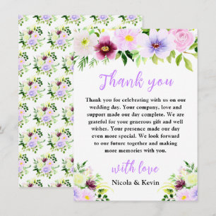 Spring Purple Floral Wedding Thank You Card