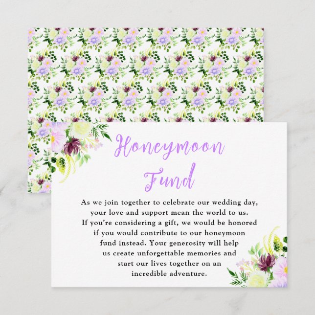 Spring Purple Flowers with Foliage Enclosure Card (Front/Back)