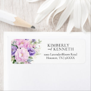 Spring Purple Lavender Pink Floral Wedding  Return Address Label
