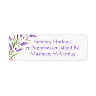 Spring Purple Lilac Watercolor Floral  Wedding  Return Address Label