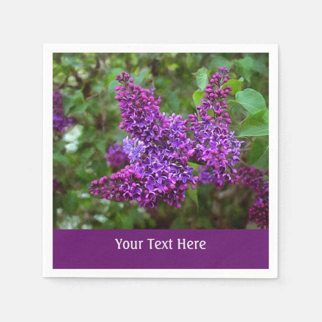 Spring Purple Lilacs Personalised Napkin (Front)