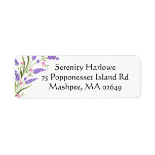 Spring Purple Pink Lilac Watercolor Floral Label Return Address Label