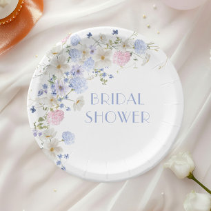Spring Purple Pink Wildflowers Bridal Shower Paper Plate