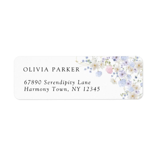 Spring Purple & Pink Wildflowers Wedding Return Address Label (Front)