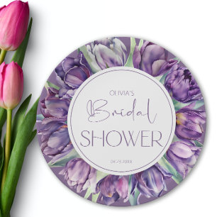 Spring purple tulips Bridal shower Paper Plate
