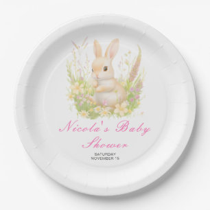 Spring Rabbit Baby Shower Paper Plate
