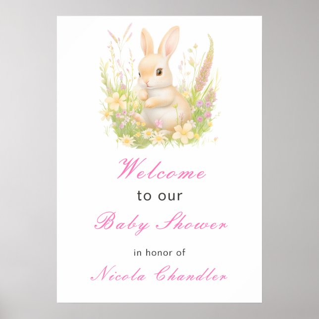 Spring Rabbit Baby Shower Poster (Front)