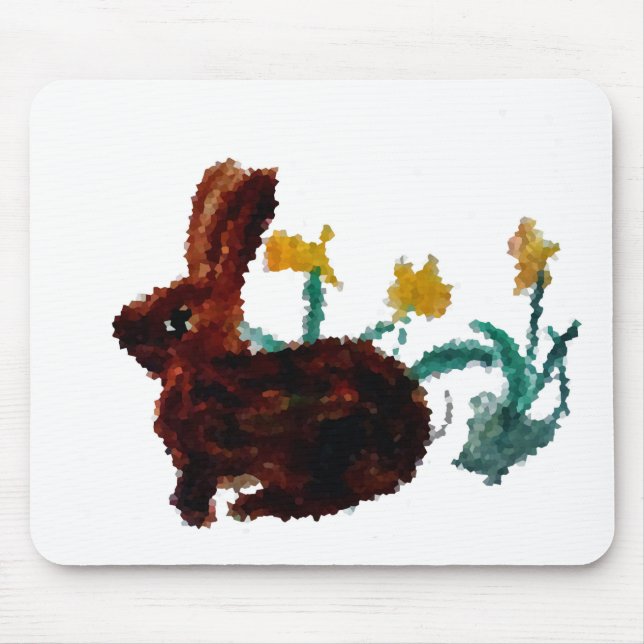 Spring Rabbit Daffodil Art Mouse Pad (Front)