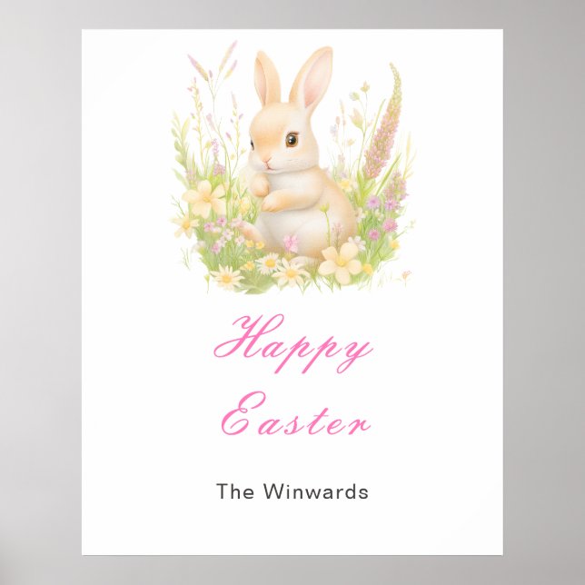 Spring Rabbit Easter Brunch Poster (Front)