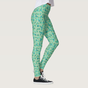 spring rain, aqua forest and sea green dots leggings