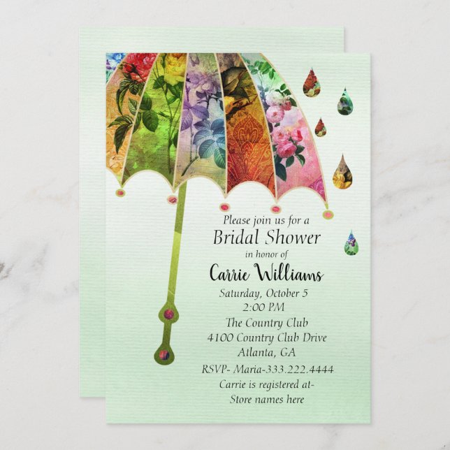 Spring Rain Bridal Shower Invitation (Front/Back)