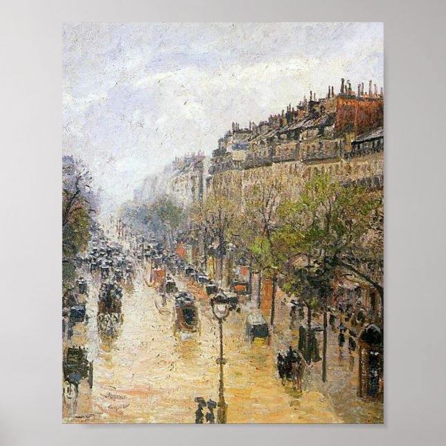 Spring rain on Montmartre  by Camille Pissarro Poster (Front)