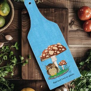 Spring Rain Shower Owl Mushroom Cutting Board