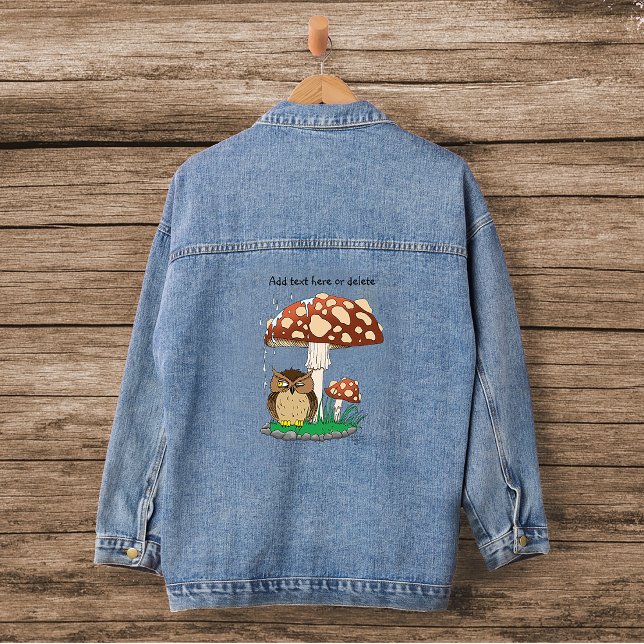 Spring Rain Shower Owl Mushroom Denim Jacket (Creator Uploaded)