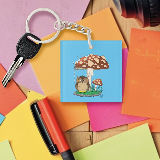 Spring Rain Shower Owl Mushroom Key Ring (Creator Uploaded)