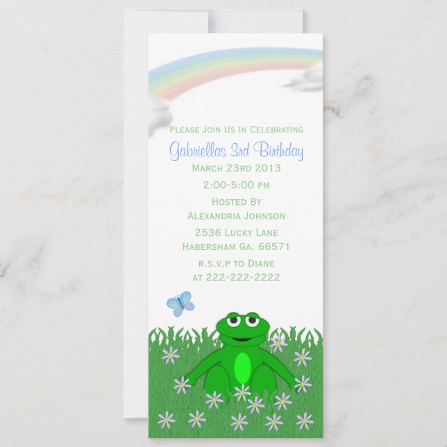 Spring Rainbow: Frog Birthday Party Invitations (Front)