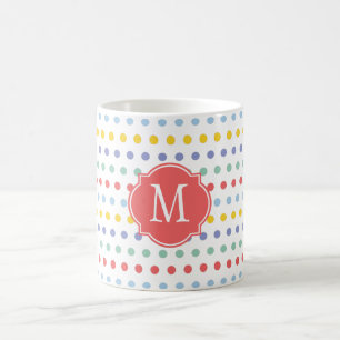 Spring Rainbow Polka Dot Monogram Mug