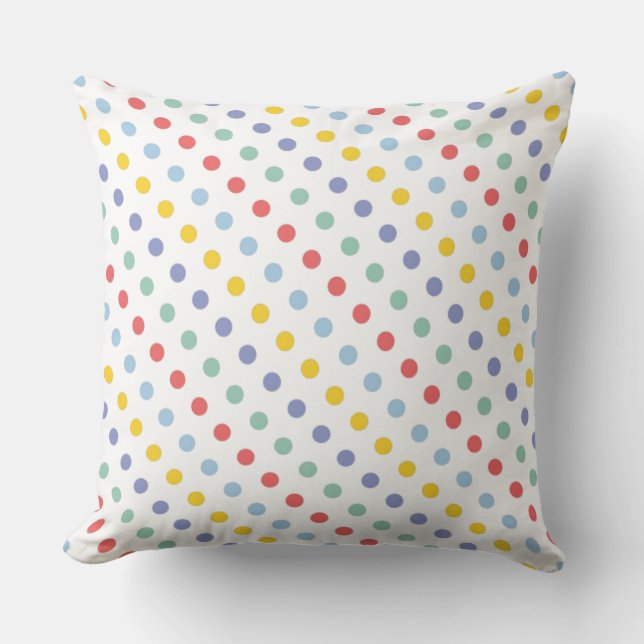 Spring Rainbow Polka Dot Pattern Pillow (Front)