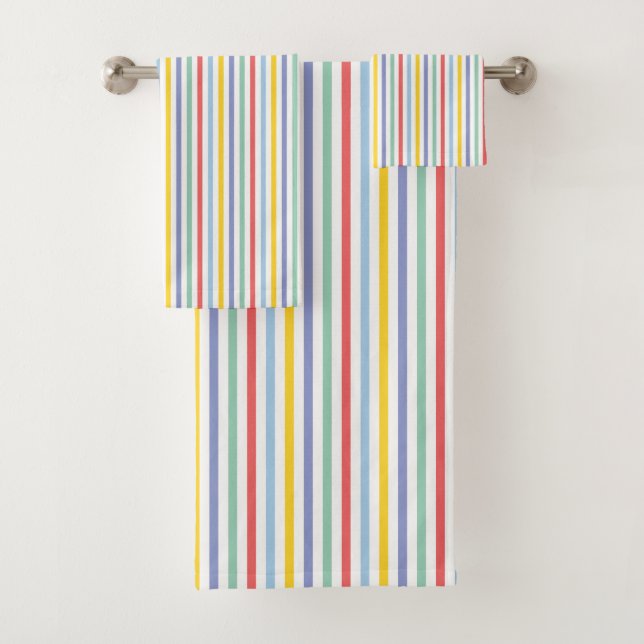 Spring Rainbow Striped Bath Towel Set (Insitu)