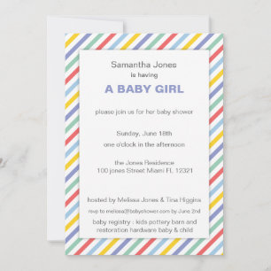 Spring Rainbow Stripes Pattern Baby Shower Invitation