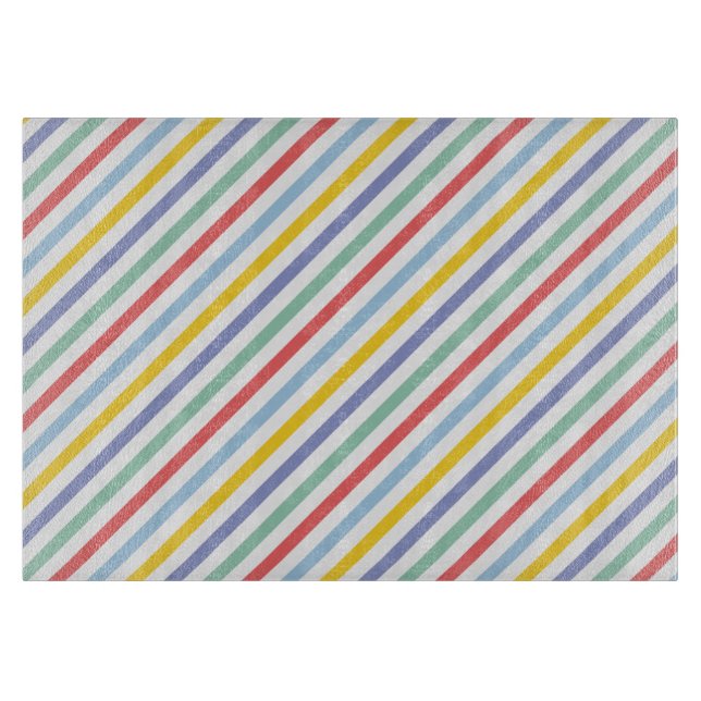 Spring Rainbow Stripes Pattern Cutting Board (Front)