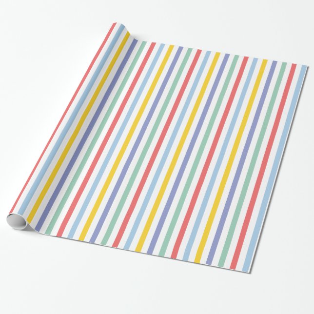 Spring Rainbow Stripes Pattern Gift Wrap (Unrolled)