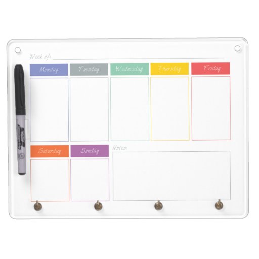 Spring Rainbow Weekly Calendar Dry Erase Board | Zazzle