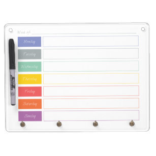 Spring Rainbow Weekly Calendar Dry Erase Board
