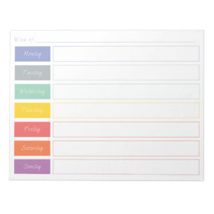 Spring Rainbow Weekly Planner Tear Off Notepad