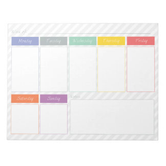 Spring Rainbow Weekly Planner Tear Off Notepad
