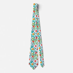 Spring Red and Green Colours Apple Fruit Pattern Tie
