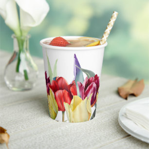 Spring red and yellow tulips Bridal shower Paper Cups