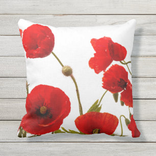 Spring Red Poppy Flowers Vintage Custom Color Cushion