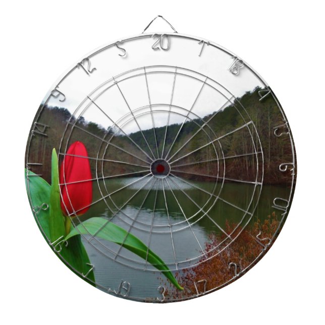 Spring Red Tulip at Lake Arrowhead Dartboard (Front)