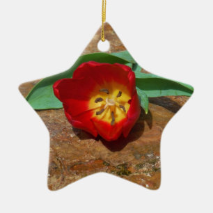 Spring Red Tulip Ceramic Ornament