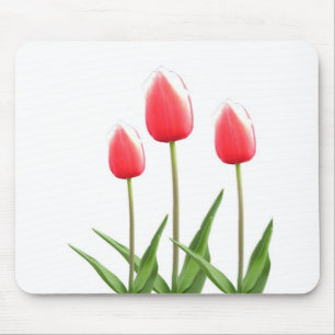 Spring red tulip flowers mouse pad