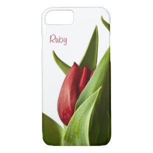 Spring Red Tulip Photo - Text Template iPhone 8/7 Case
