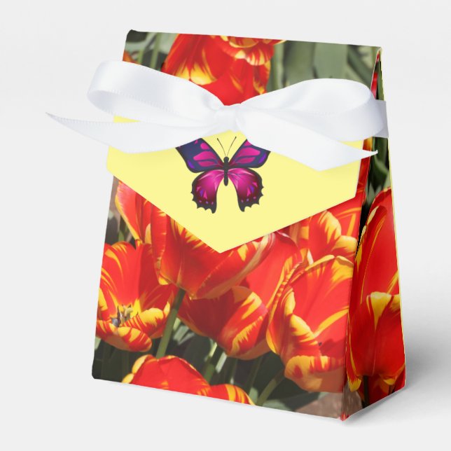Spring Red Tulips Favour Box (Front Side)