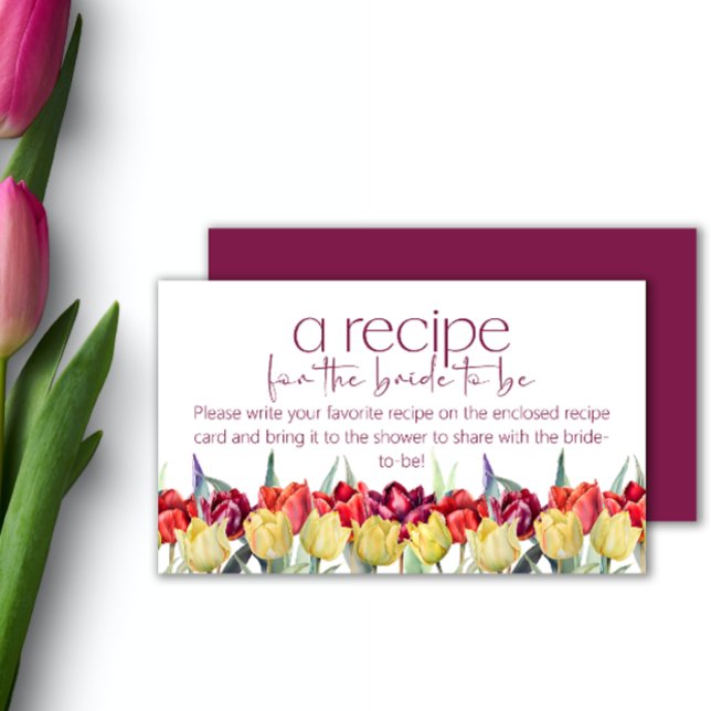 Spring red yellow tulips Recipe for the bride Enclosure Card (Creator Uploaded)