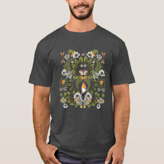Spring Reflection Floral Birds Moths Dragonflies b T-Shirt
